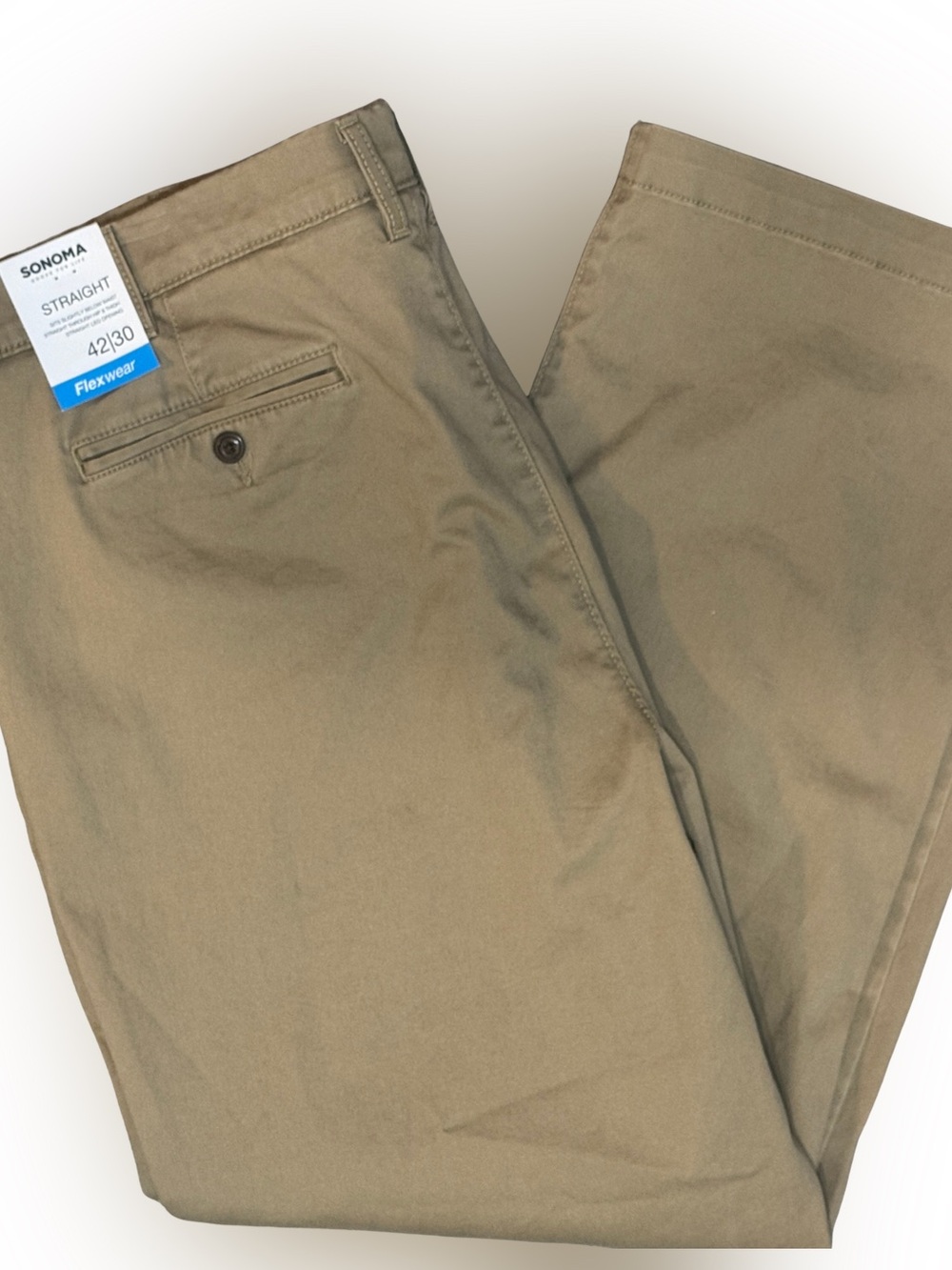 Sonoma Men's Straight Khaki Chino Pants - Olive Tan 42”x30”